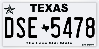 TX license plate DSE5478