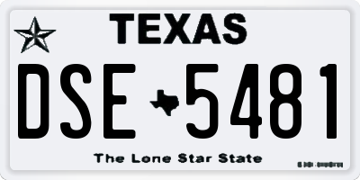 TX license plate DSE5481