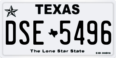 TX license plate DSE5496