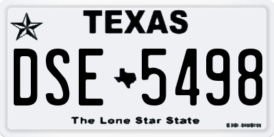 TX license plate DSE5498