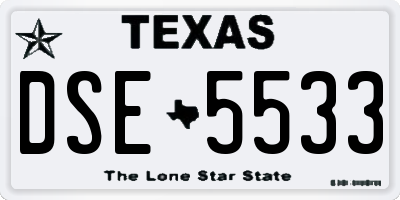 TX license plate DSE5533