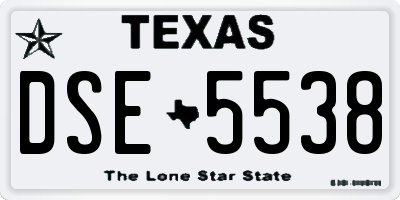 TX license plate DSE5538