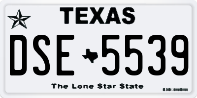 TX license plate DSE5539