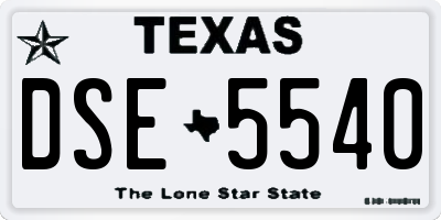 TX license plate DSE5540