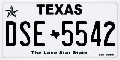 TX license plate DSE5542