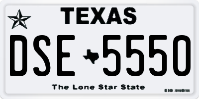 TX license plate DSE5550