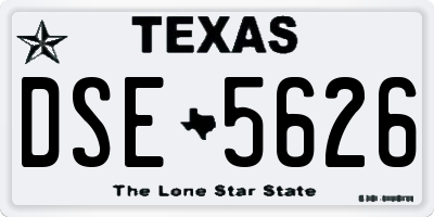 TX license plate DSE5626