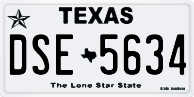 TX license plate DSE5634