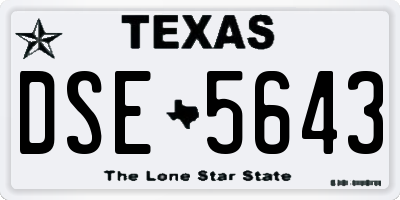 TX license plate DSE5643