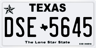 TX license plate DSE5645