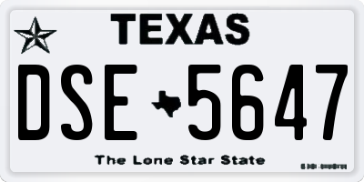 TX license plate DSE5647