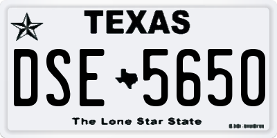 TX license plate DSE5650