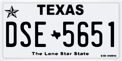 TX license plate DSE5651
