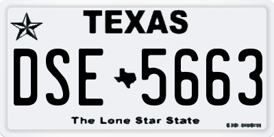 TX license plate DSE5663