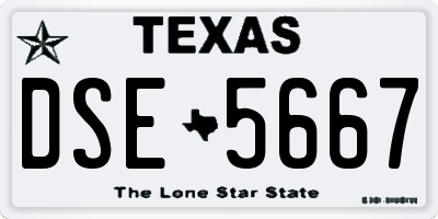 TX license plate DSE5667