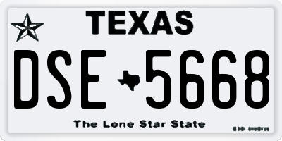 TX license plate DSE5668