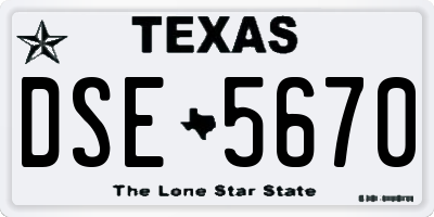 TX license plate DSE5670
