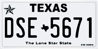 TX license plate DSE5671