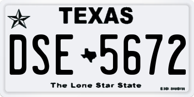 TX license plate DSE5672