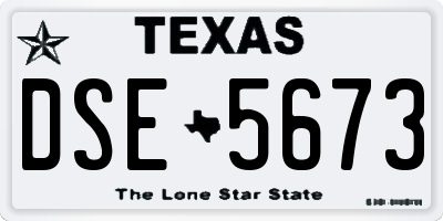 TX license plate DSE5673