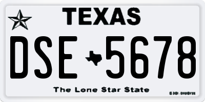 TX license plate DSE5678