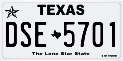 TX license plate DSE5701