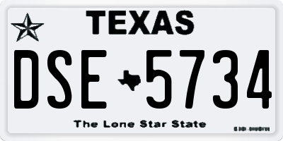TX license plate DSE5734