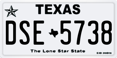 TX license plate DSE5738