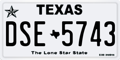 TX license plate DSE5743