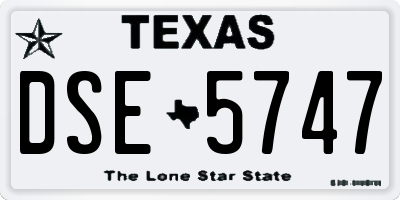 TX license plate DSE5747