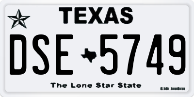 TX license plate DSE5749