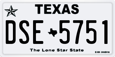 TX license plate DSE5751