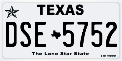 TX license plate DSE5752