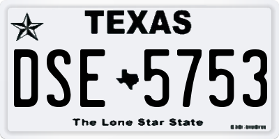TX license plate DSE5753