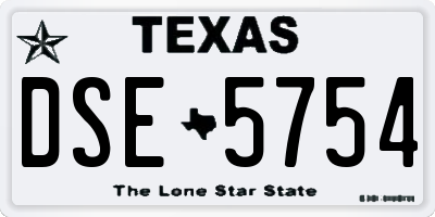 TX license plate DSE5754