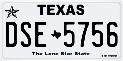 TX license plate DSE5756