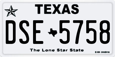 TX license plate DSE5758