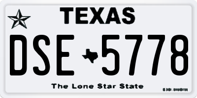 TX license plate DSE5778