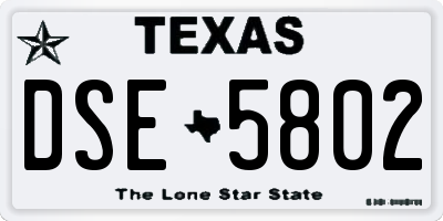 TX license plate DSE5802