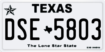 TX license plate DSE5803