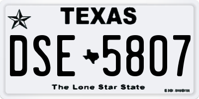 TX license plate DSE5807