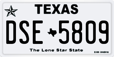 TX license plate DSE5809