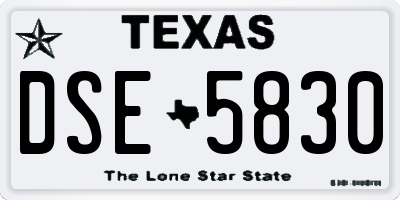 TX license plate DSE5830