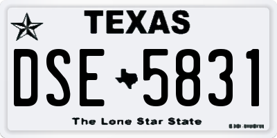 TX license plate DSE5831