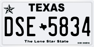 TX license plate DSE5834