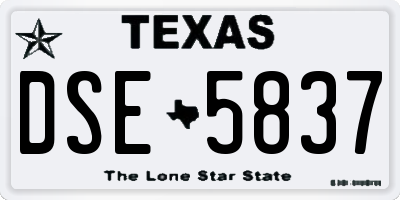TX license plate DSE5837