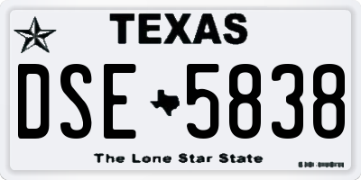 TX license plate DSE5838