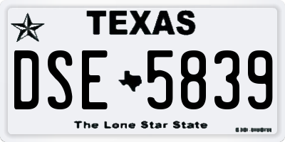 TX license plate DSE5839