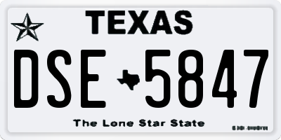 TX license plate DSE5847