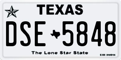 TX license plate DSE5848